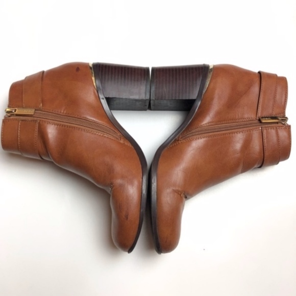 TOPSHOP Cognac Brown Faux Leather Ankle Boots - Picture 5 of 7